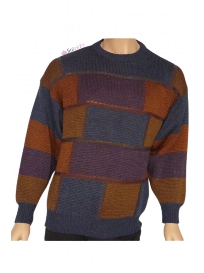 MEN'S Navy/Multi 100% Acrylic Jumper