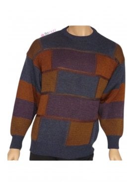 MEN'S Navy/Multi 100% Acrylic Jumper