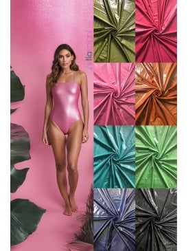 Metallic Foil Gloss Nylon Jersey 4 Way Stretch Fabric- SQ694
