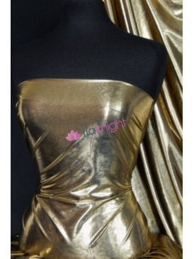 Metallic Foil Lamé Material- Gold On Black Q325 GLBK
