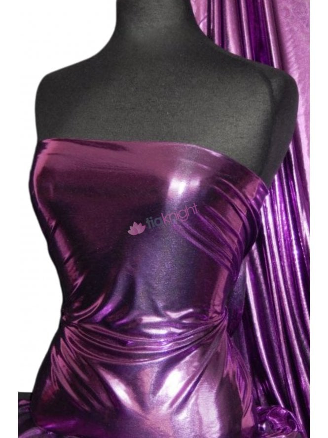Metallic Foil Lamé Material- Purple On Black Q325 PPLBK