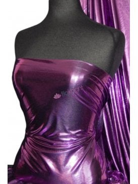 Metallic Foil Lamé Material- Purple On Black Q325 PPLBK