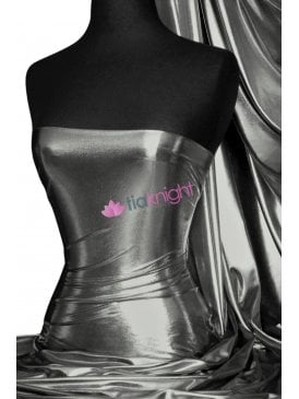 Metallic Foil Lamé Material- Silver On Black Q325B SLVBK