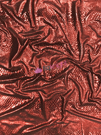 Metallic Foil Lamé Stretch Material- Red/Black Reptile SQ673 RDBK