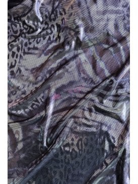 Metallic Silver Foil Stretch Dance Fabric- Animal SQ941