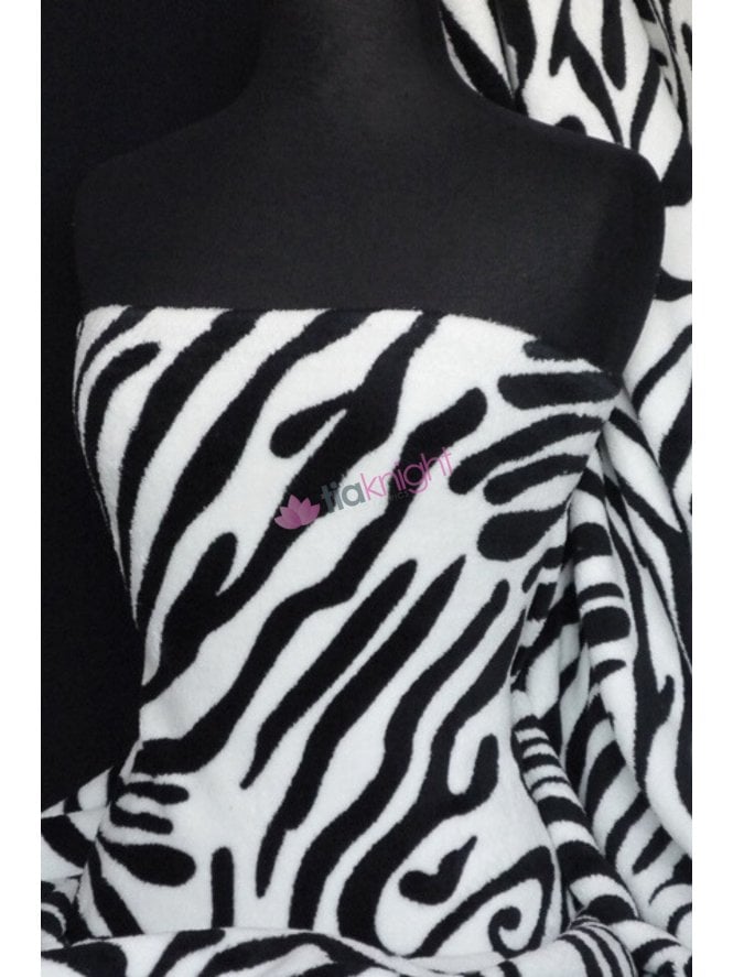 Micro Fleece Ultra Soft Fabric- Black/White Zebra Q876 BKWHT