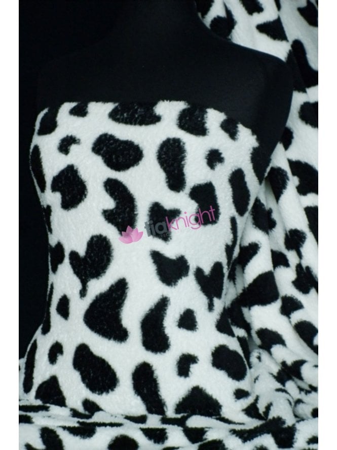 Micro Fleece Ultra Soft Fabric- Cow Print Q1113 WHTBK