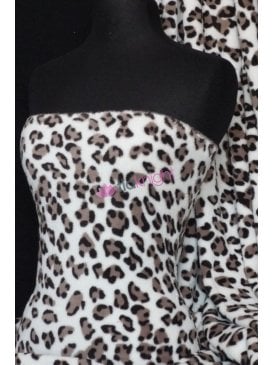 Micro Fleece Ultra Soft Fabric- Cream/Brown Leopard Q484 CRMBR