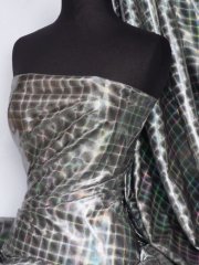 Micro Hologram Effect Squares Foil Material- Black/Silver Q853 BKSLV