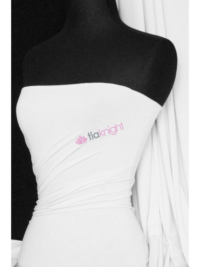 Micro Lycra 4 Way Stretch Fabric - White Q259 WHT