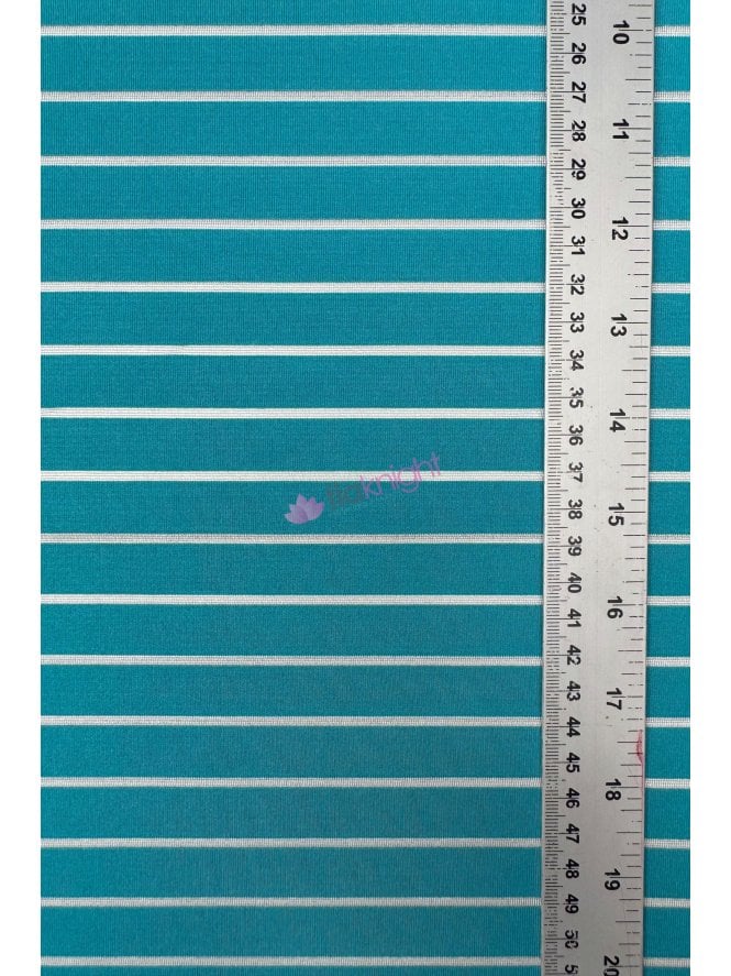 Micro Lycra Jersey 4 Way Stretch Fabric- Aqua Blue Horizontal Stripes SQ96 AQBL