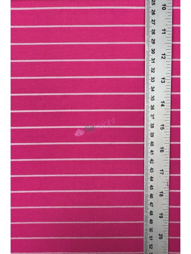 Micro Lycra Jersey 4 Way Stretch Fabric- Hot Pink Horizontal Stripes SQ96 HTPN