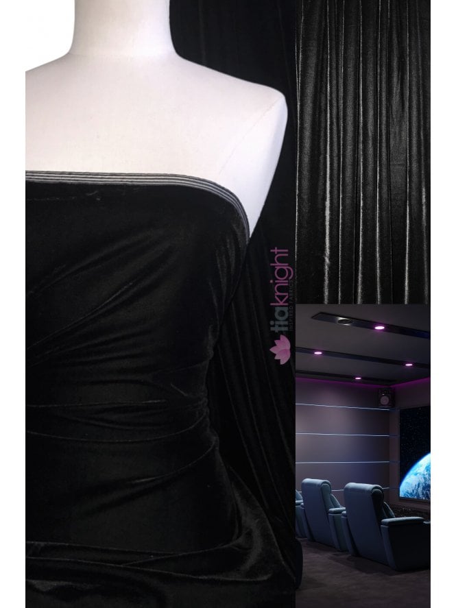 Micro Velvet Velour Fabric Luxuriously Soft Velvet- Black MVEL22 BK