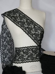 Midnight Black Flower Lace Trimming