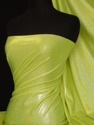 Mystique Hologram Foil Nylon Lycra Stretch Fabric- Flo Yellow Q781 FLYL