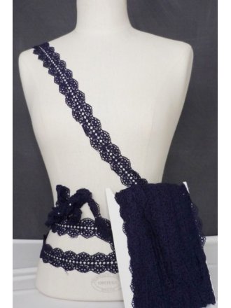 Navy Blue Cotton Scallop Crochet Trimming