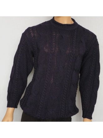 Navy Pure Vintage Wool Aran Jumper- UNISEX