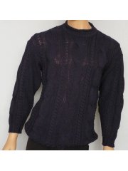 Navy Pure Vintage Wool Aran Jumper- UNISEX