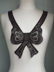 Neck Piece Sequin Bow- Black EM36 BK