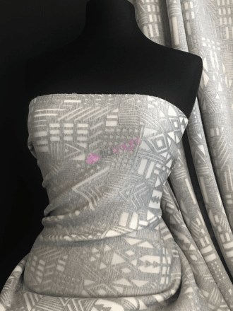 Neoprene 3D Scuba Stretchy Poly Lycra Face Covering Material- Geometric Marl Grey/White SCB211 MGR