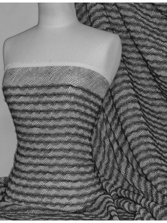 Net Strip Embroidery Chiffon Soft Touch- Black PCH22 BKIV