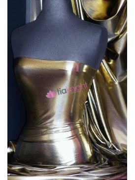 NEW Metallic Foil Lamé Material- Gold On Black Q325B GLBK