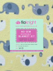 No-Sew DIY Double-Sided Insulating Fleece Blanket Kit- Lemon Elephants