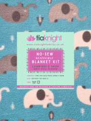 No-Sew DIY Double-Sided Insulating Fleece Blanket Kit- Turquoise Elephants