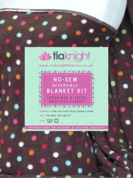 No-Sew DIY Double-Sided Insulating Fleece Bright Blanket Kit- Brown Multi Polka Dots