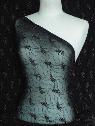 Nylon Helenka Mesh Midnight Fairy Fabric- Black/Gold SQ120 BKGLD