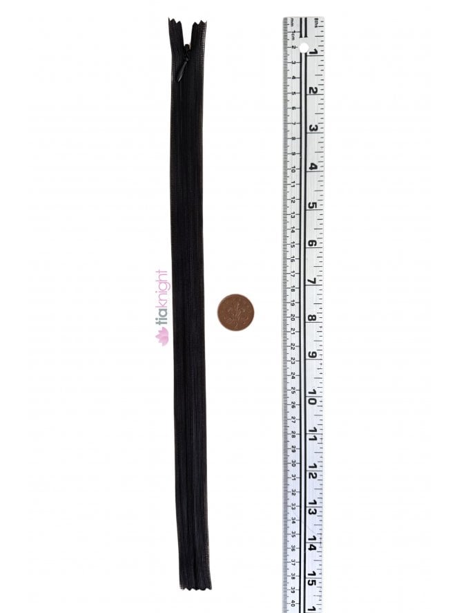 Nylon Zip 14" Inch Closed End Zipper- Black