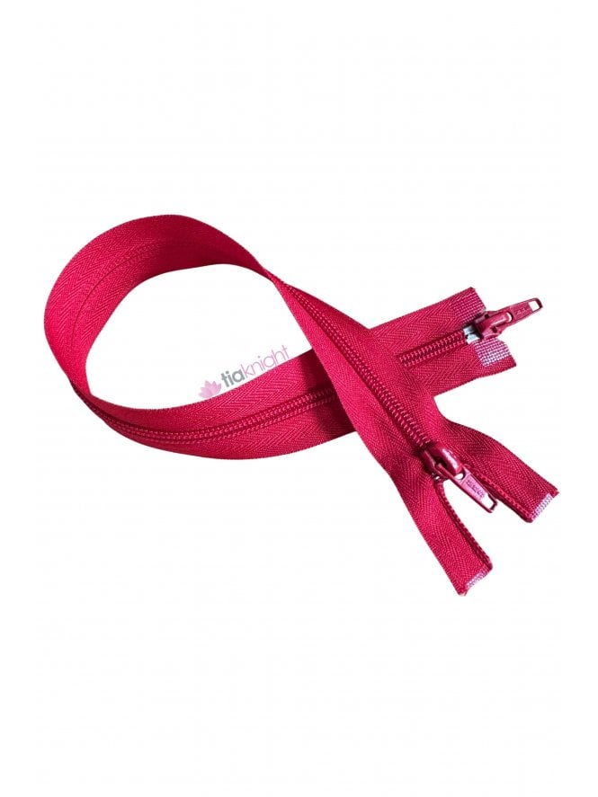 Nylon Zip 15" Inch Open End Zipper- Red