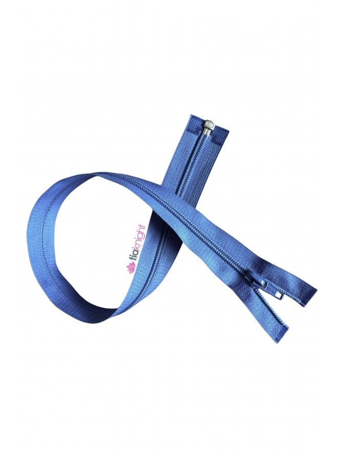 Nylon Zip 19.5" Inch Closed End Zipper- Denim Blue