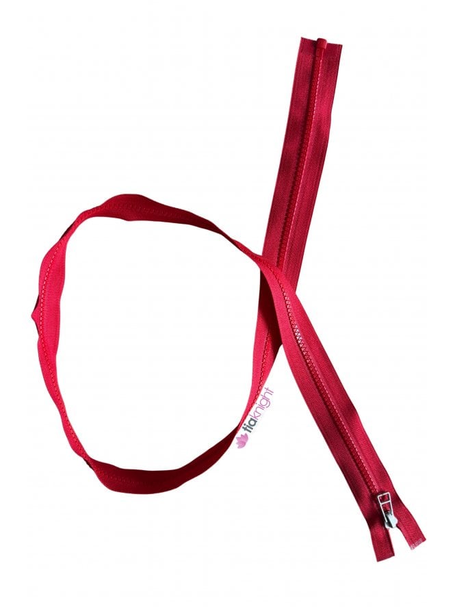 Nylon Zip 42" Inch Closed End Long Zipper- Red