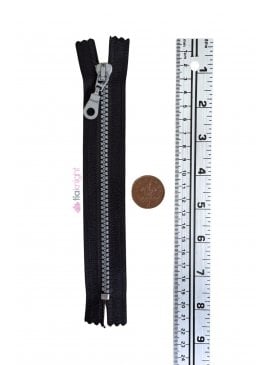 Nylon Zip 7" Inch Closed End Zipper- Black/Grey