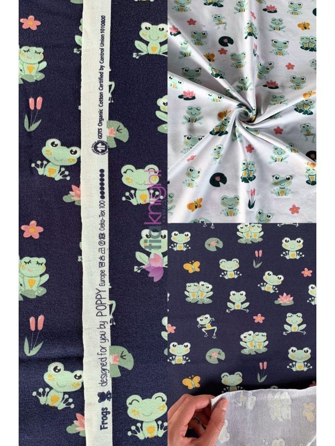 Organic Cotton Lycra Jersey 4 Way Stretch Oeko-Tex 100 Fabric- Froggies SQ774