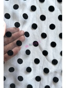 Organza Net Décor Dancewear Material- Black Polka Dots SQ874 BK