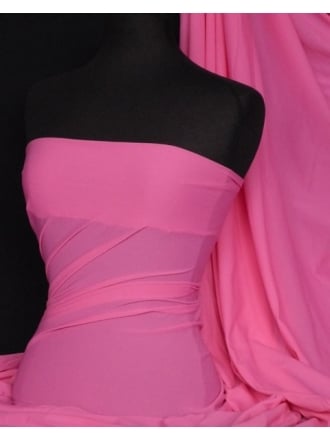 Paris Mesh Non-Lycra 4 Way Stretch Light Jersey Fabric- Barbie Pink Q450 BBPN
