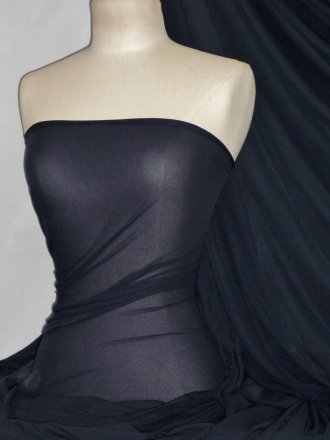 Paris Mesh Non-Lycra 4 Way Stretch Light Jersey Fabric- Midnight Navy Q450 MDNY