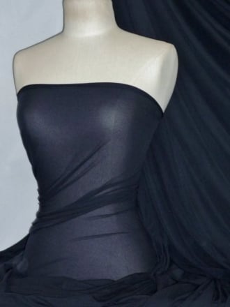 Paris Mesh Non-Lycra 4 Way Stretch Light Jersey Fabric- Navy Q450 NY