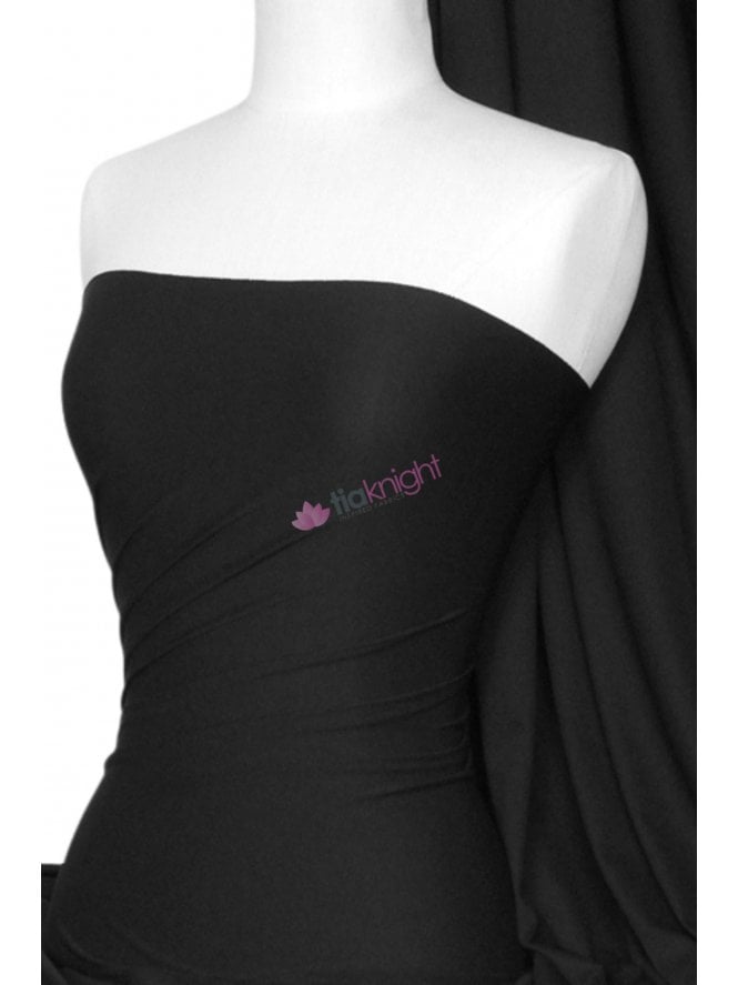 Paris Mesh Non-Lycra Stretch Sheen Light Jersey Fabric- Black Q450A BK