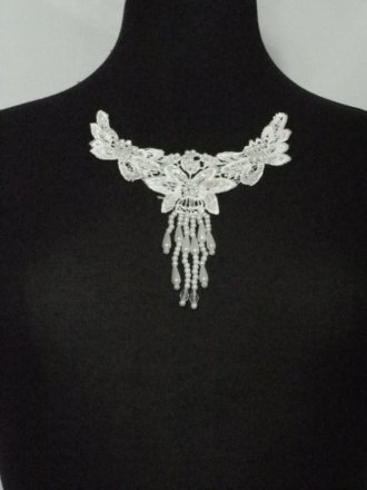 Pearl Beaded Neck Piece- White EM135 WHT