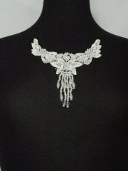 Pearl Beaded Neck Piece- White EM135 WHT