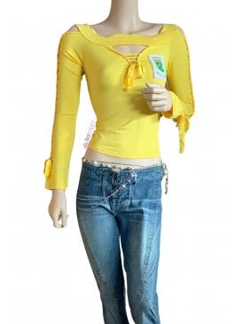 Petite Brasil Football Long Sleeve Top- Yellow