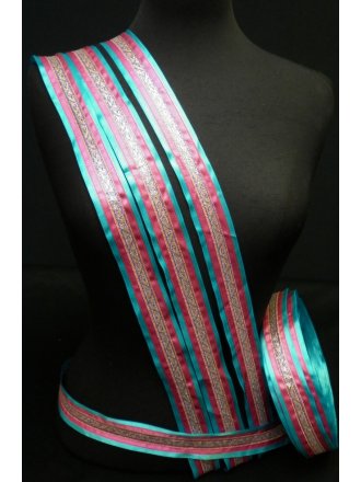 Pink & Turquoise Paisley Trimming