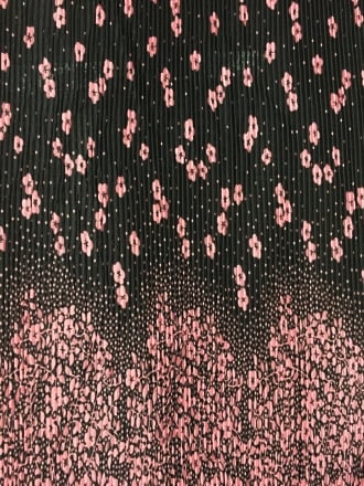 Pleated Stretch Maxi Dress Panel Fabric- Floral Rainfall Black/Pink SQ150 BKPN