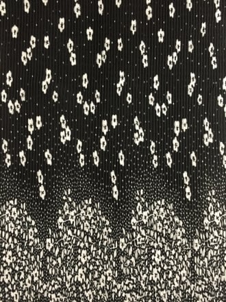 Pleated Stretch Maxi Dress Panel Fabric- Floral Rainfall Black/White SQ150 BKWHT