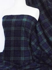 Polar Fleece Anti Pill Washable Soft Fabric- Blue/Black/Green Tartan Q1127 BLBK