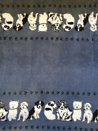 Polar Fleece Anti Pill Washable Soft Fabric- Border Print Puppies Q1409 DKCGR