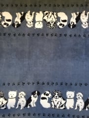 Polar Fleece Anti Pill Washable Soft Fabric- Border Print Puppies Q1409 DKCGR